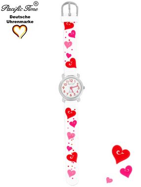 Pacific Time Quarzuhr Kinder Armbanduhr Herzen Silikonarmband, Gratis Versand