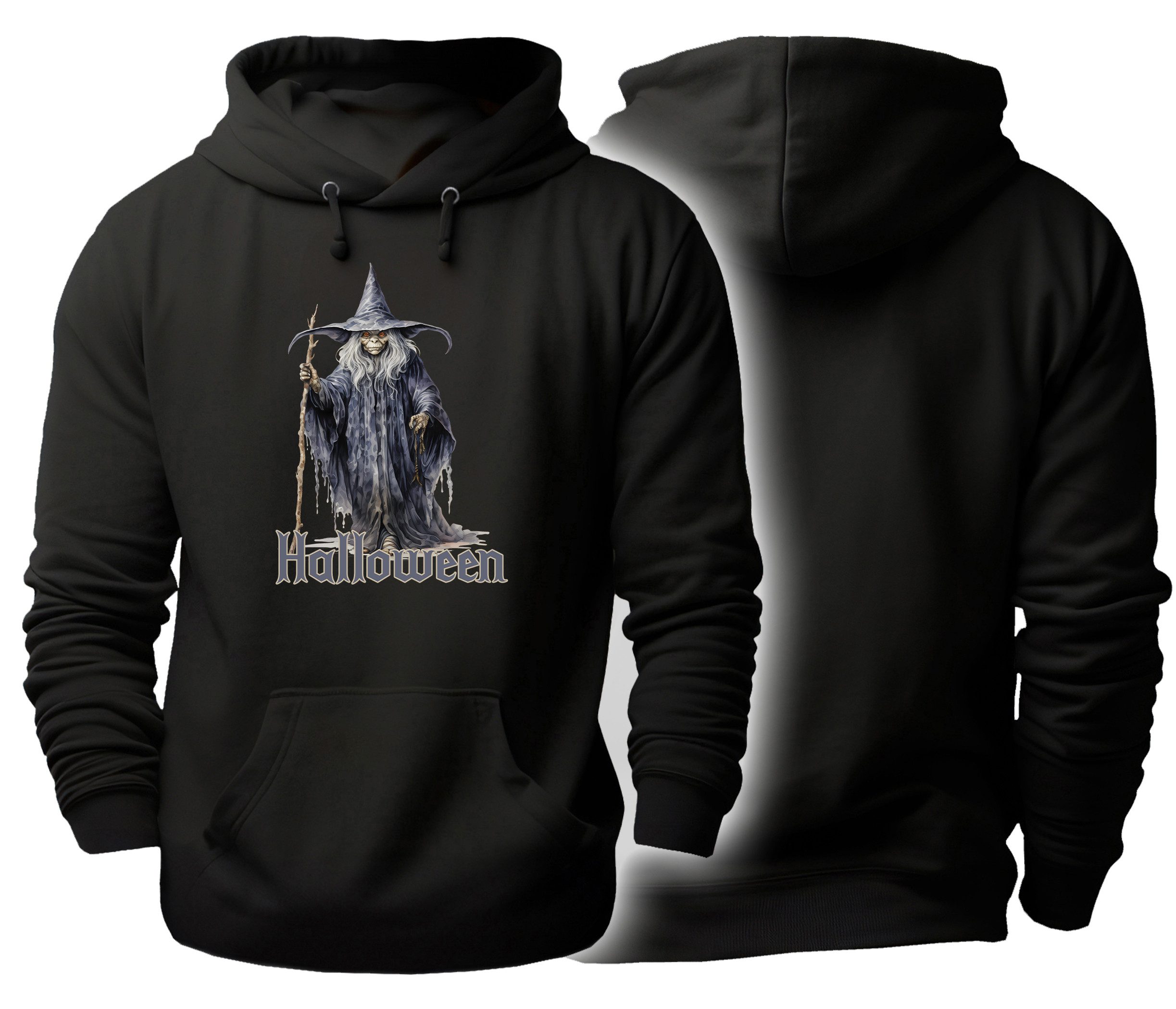 MyDesign24 Hoodie Halloween Kapuzen Pulli - Gruselige Hexe Herren und Damen Kapuzensweater - Halloween Hoodie i390