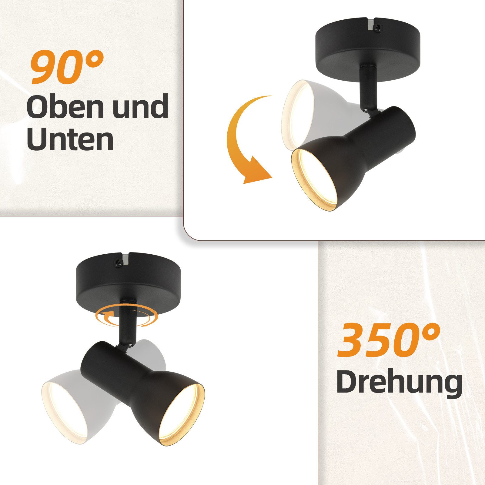 Nettlife Deckenstrahler Schwarz Innen GU10 Deckenleuchte günstig online kaufen