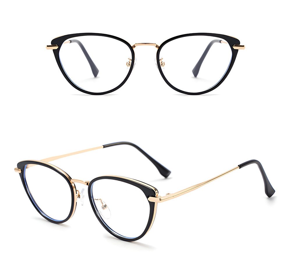 PACIEA Brille Ohne Sehstärke Damen Cat Eye Anti Blaulicht Metall Computerbrille