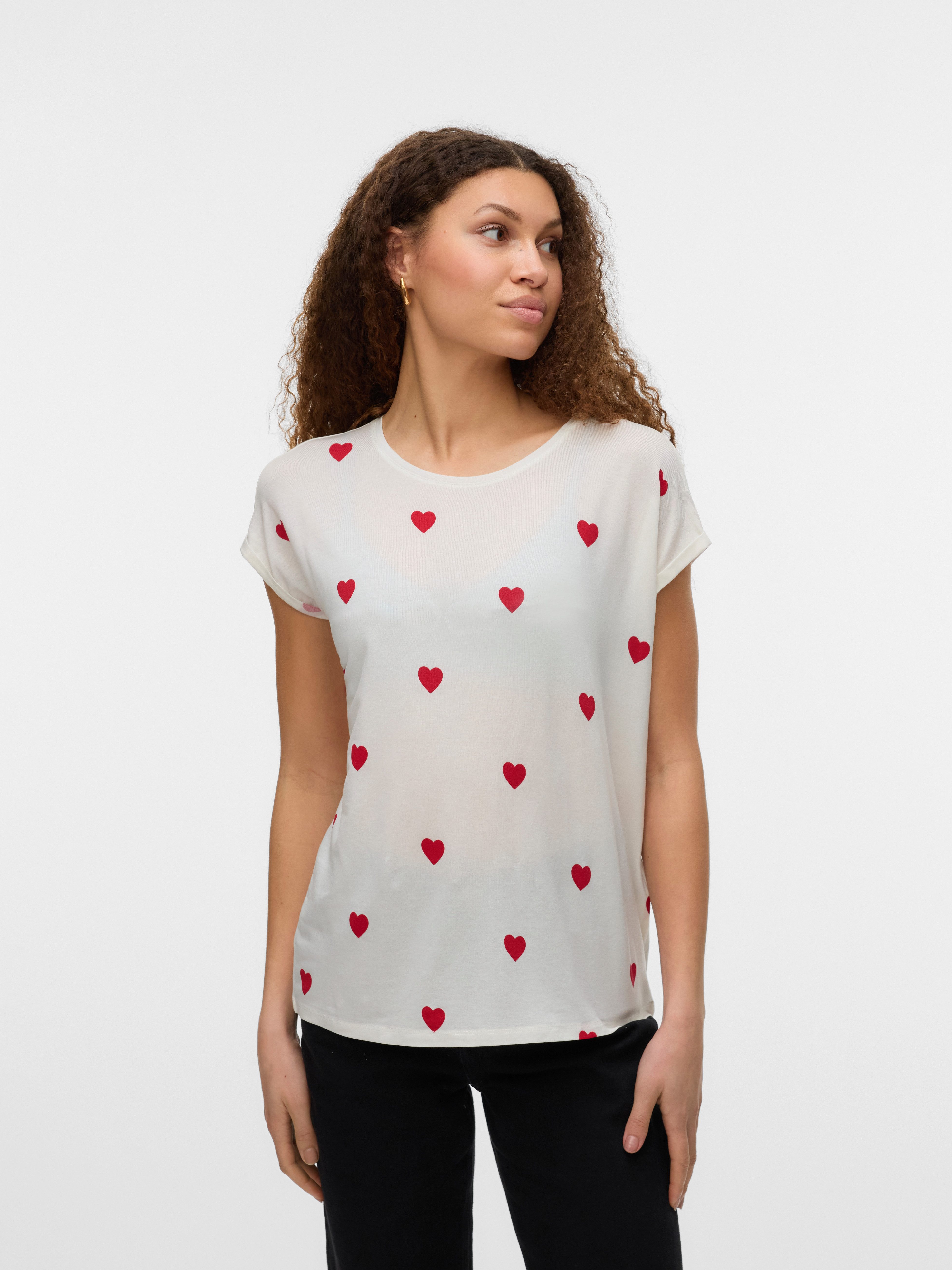 Vero Moda Kurzarmshirt VMAVA SS TOP MULTI AOP NOOS Materialmix, regular fit