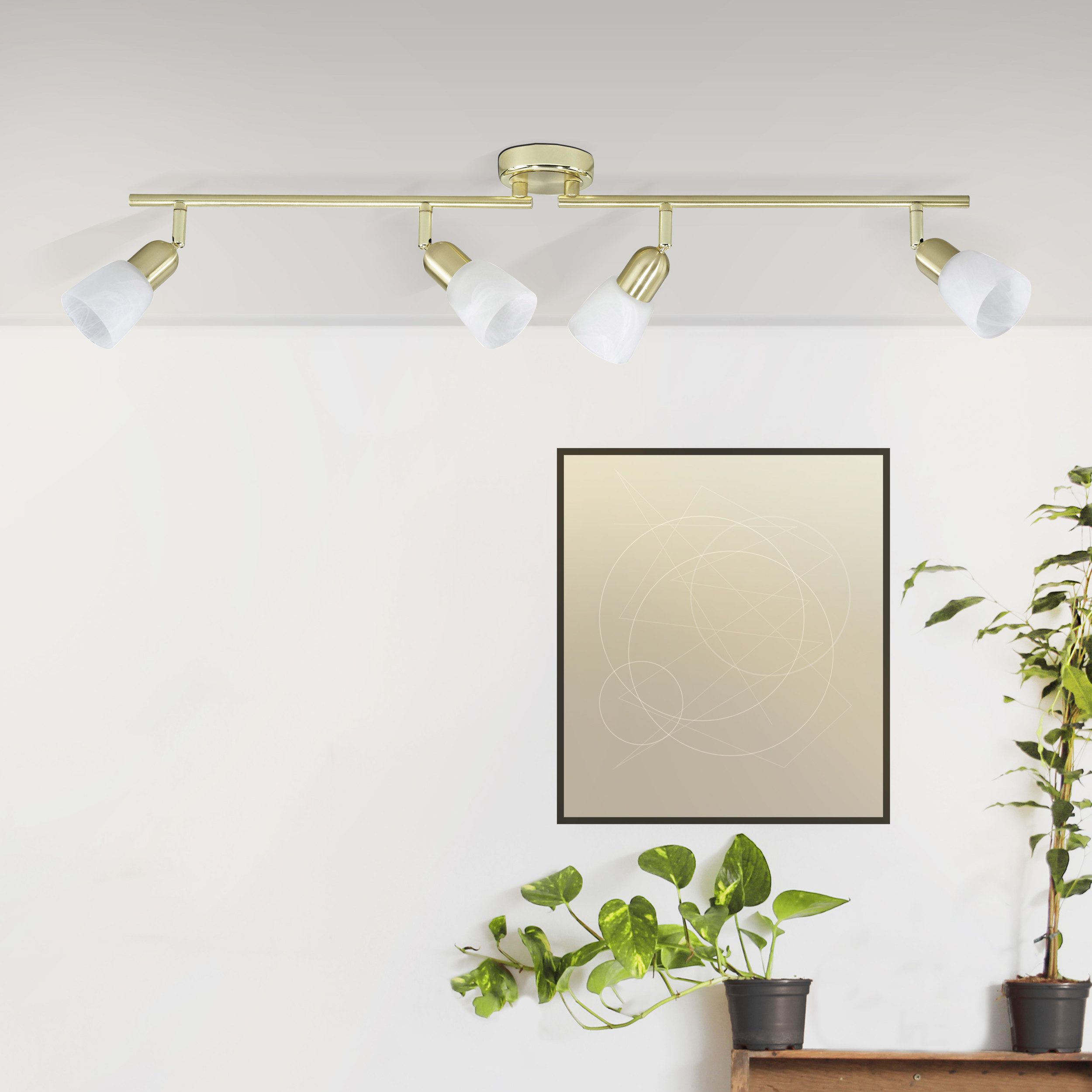 Lightbox Deckenstrahler, ohne Leuchtmittel, Spotrohr, schwenkbar, 13 x 70 x 18 cm, E14, max. 40 W, Messingfraben