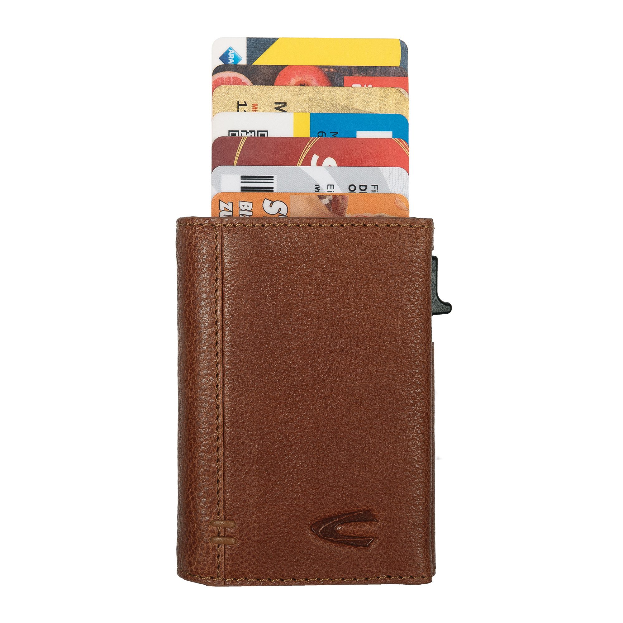 camel active Kartenetui Thunder, Leder-Herrenbörse mit Kartenschieber, Magnethalterung und RFID-Schutz