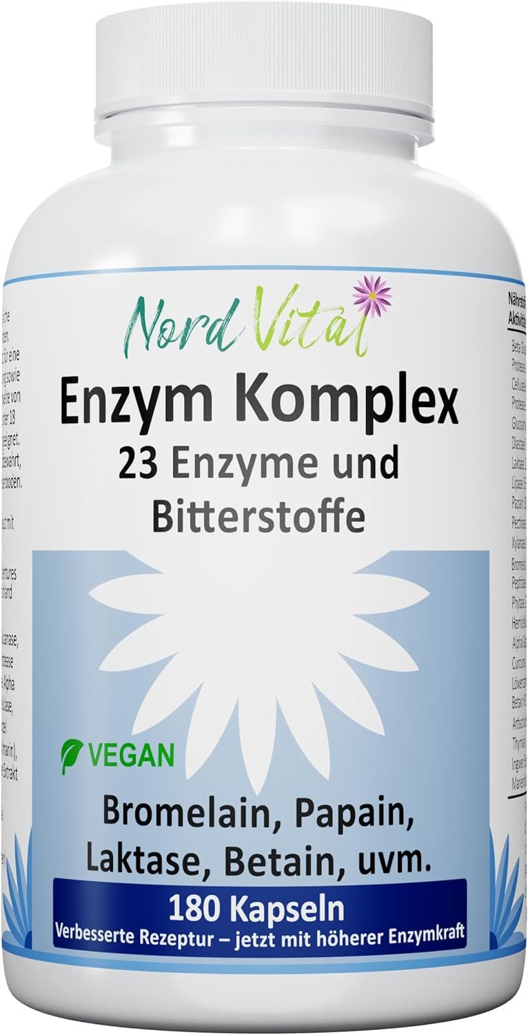 Nord Vital Enzym Komplex (23 Wirkstoffe). 180 magensaftresistente Kapseln, 94 g