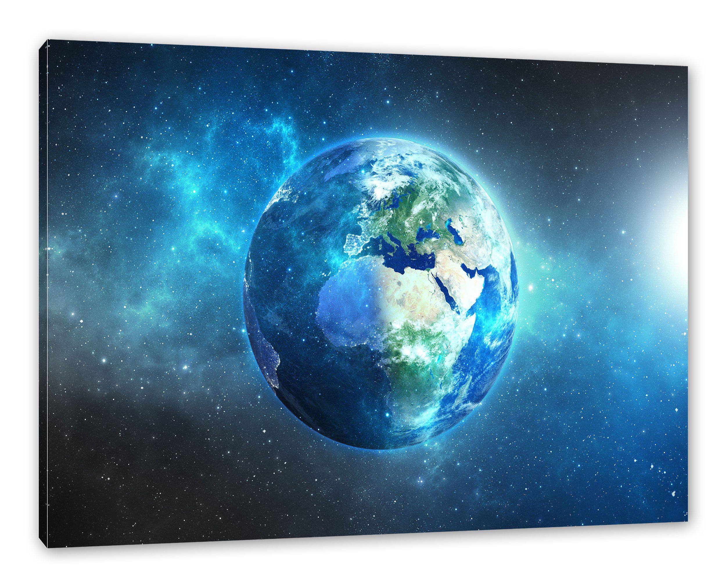 Pixxprint Leinwandbild Unsere Erde im Weltall, Unsere Erde im Weltall (1 St), Leinwandbild fertig bespannt, inkl. Zackenaufhänger