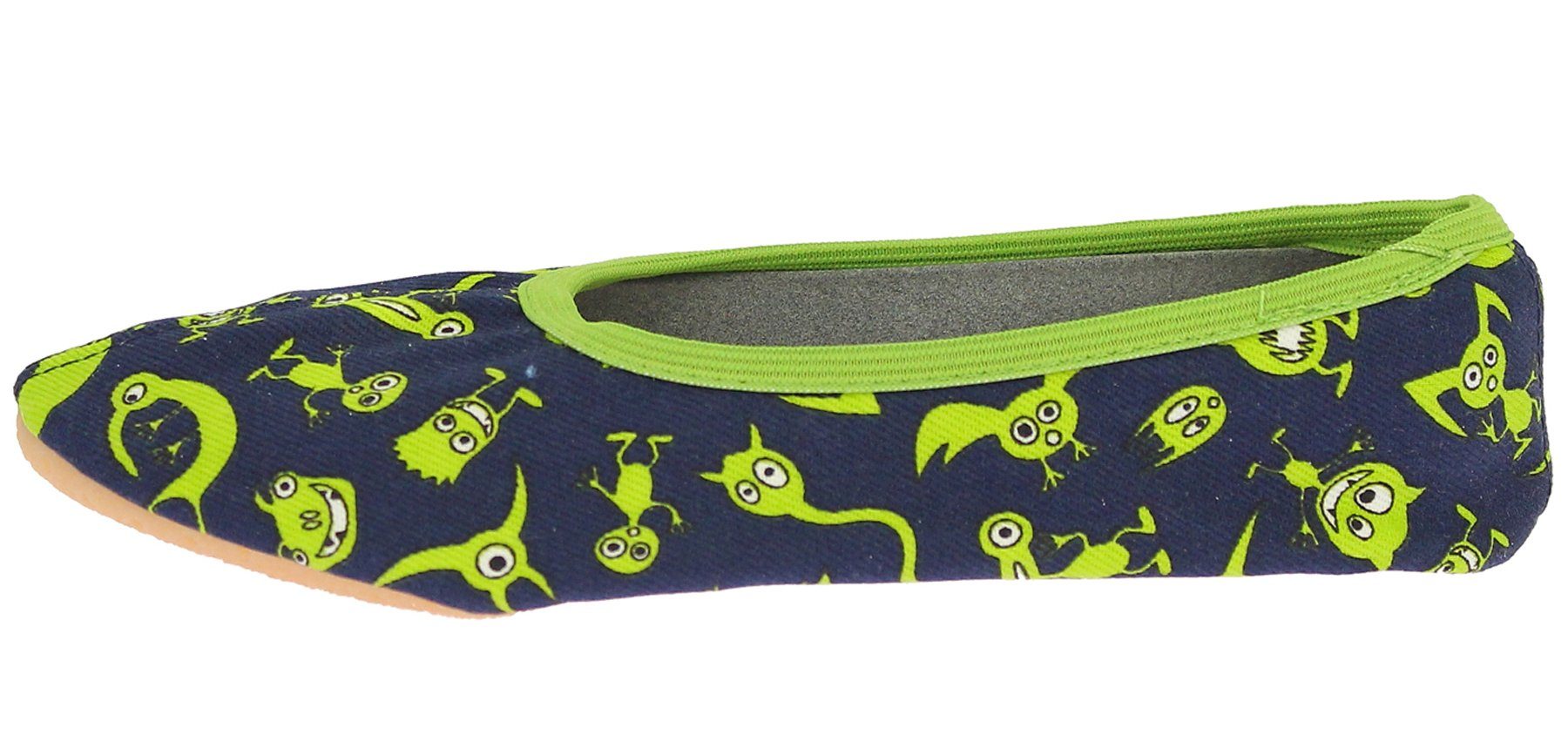 Beck Schläppchen Monster mit atmungaktiver Sohle Gymnastikschuh (bis Gr. 38 erhältlich, rundum atmungsaktiv) perfekt gegen Schwitzefüße