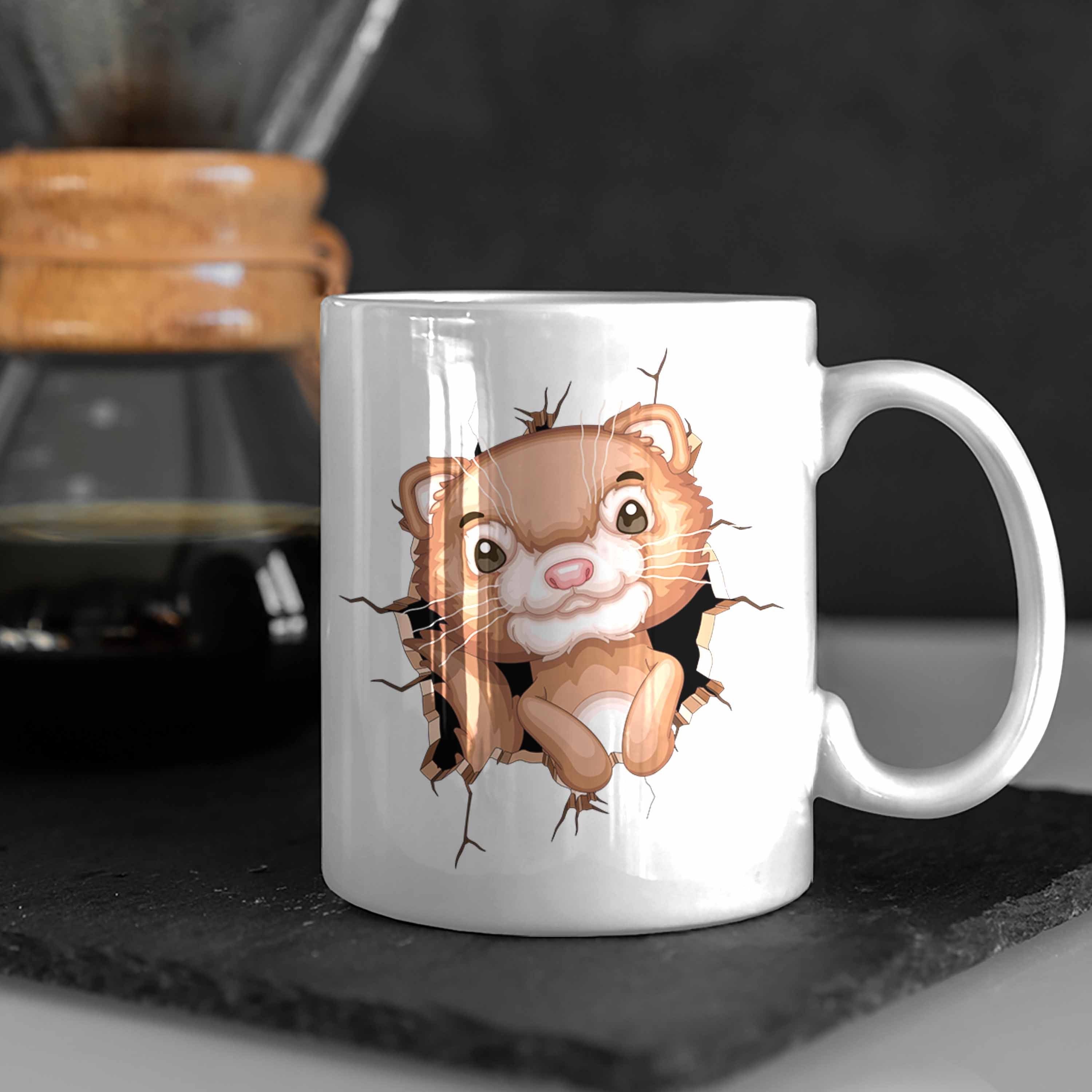 Trendation Tasse Otter 3D Grafik Lustige Otter-Liebha Weiss Kaffee-Becher Geschenkdidee Tasse