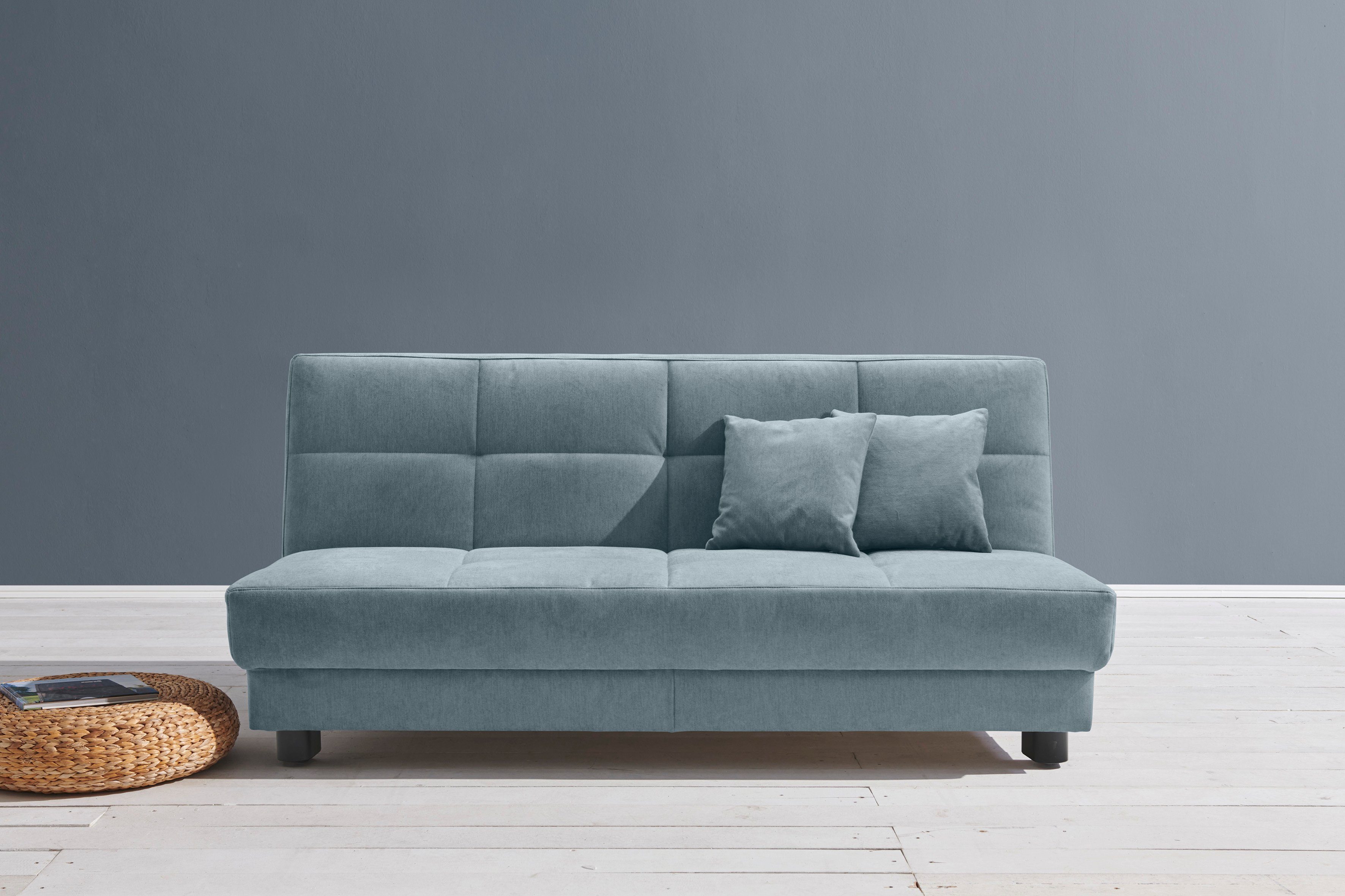 ell + ell Schlafsofa Tilda, Breite 185 cm, inkl. 2 Zierkissen hellblau