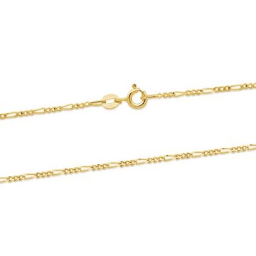 Tony Fein Goldkette Figarokette 1,2mm 585er Gold, Made in Italy für Damen und Herren