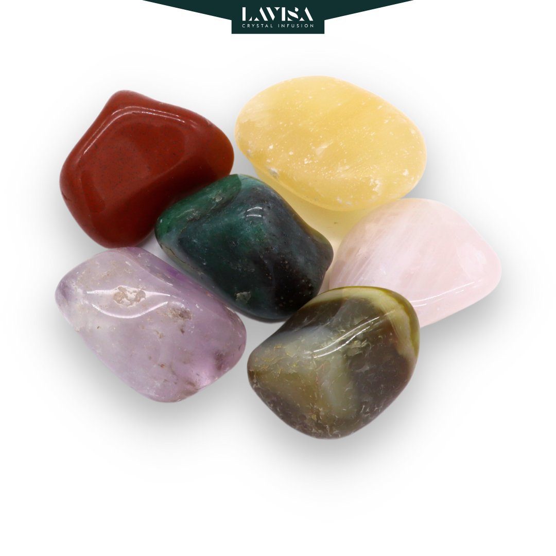 LAVISA Mineralstein Trommelsteine Mischung, Edelsteine Kristalle, 100% Mineralsteine, Edelstein Trommelstein sammelstein Kinder