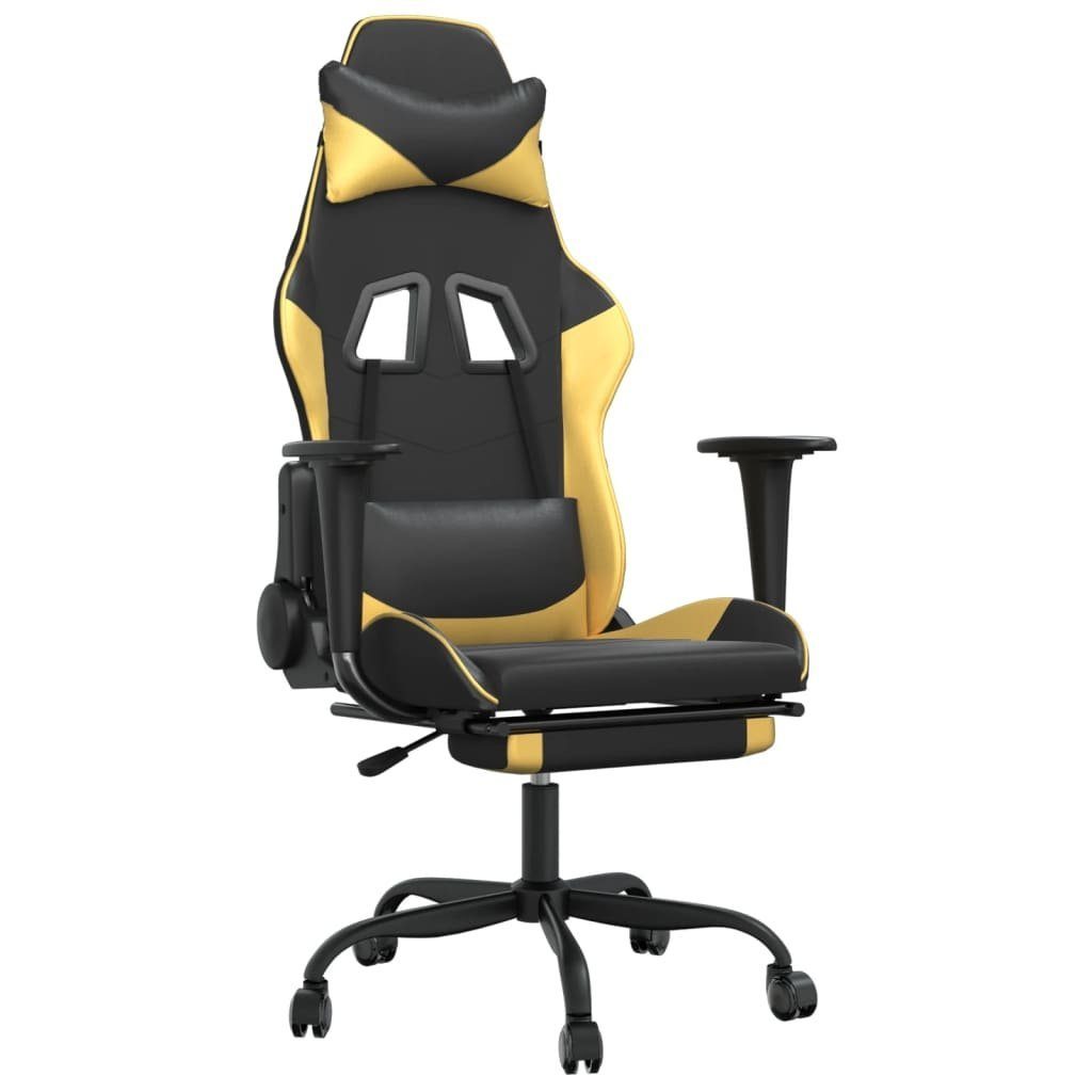 Gaming-Stuhl (1 mit furnicato Kunstleder Fußstütze Massage Golden Schwarz St) &