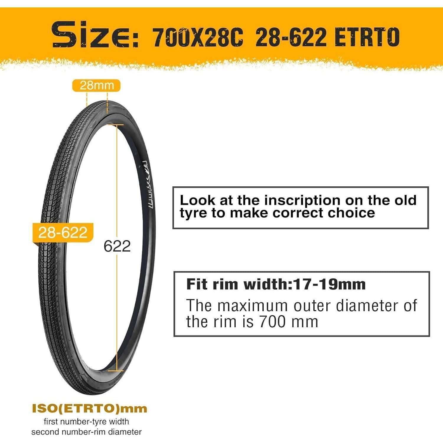 LuxusKollektion Fahrradreifen 2er Pack Rennrad Reifen 700x28c/32c/35c Fahrradreifen Fahrradmantel