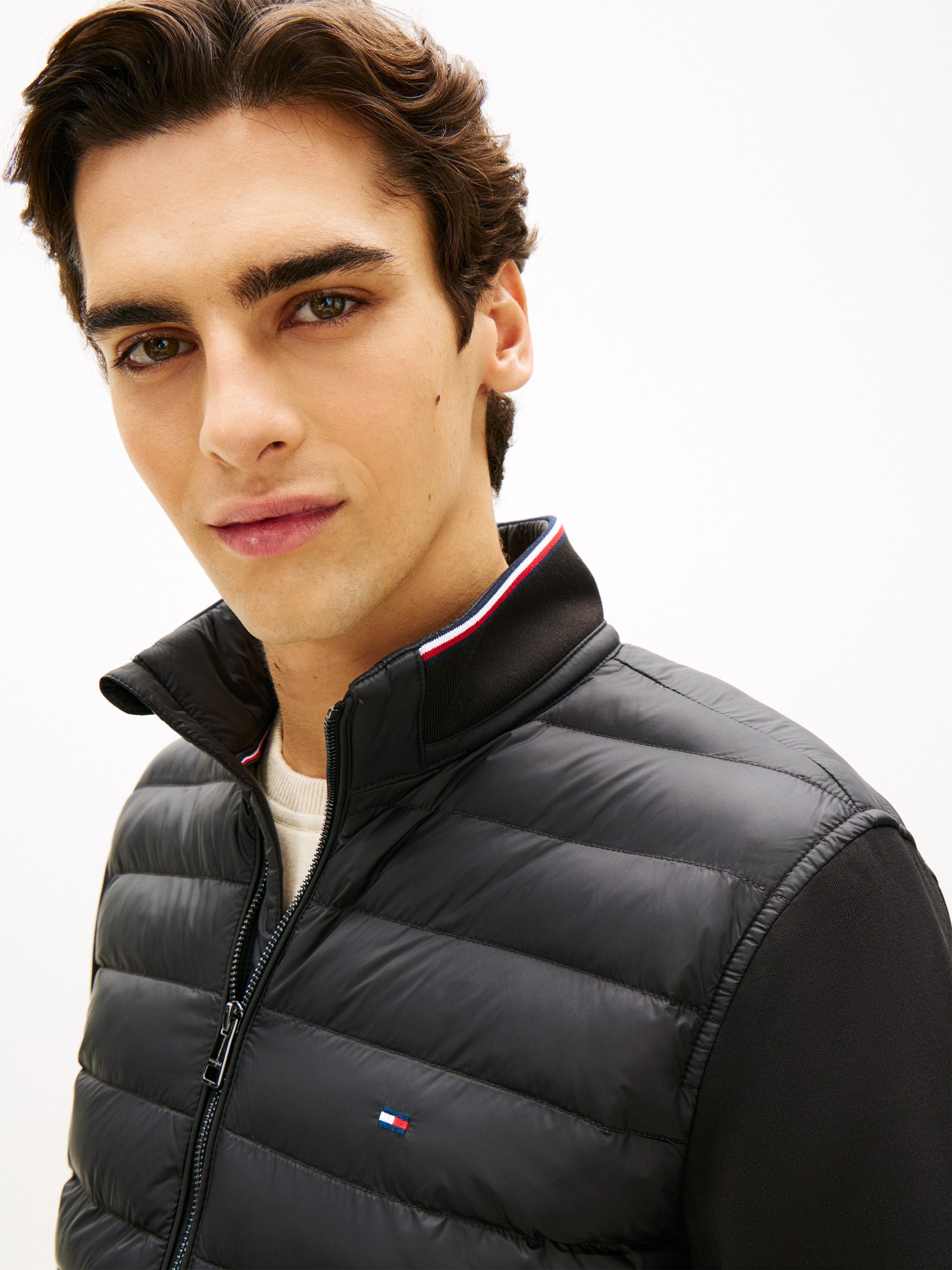 Tommy Hilfiger Steppjacke MIX MEDIA mit Stehkragen unifarben, casual, regular fit, Baumwollmix