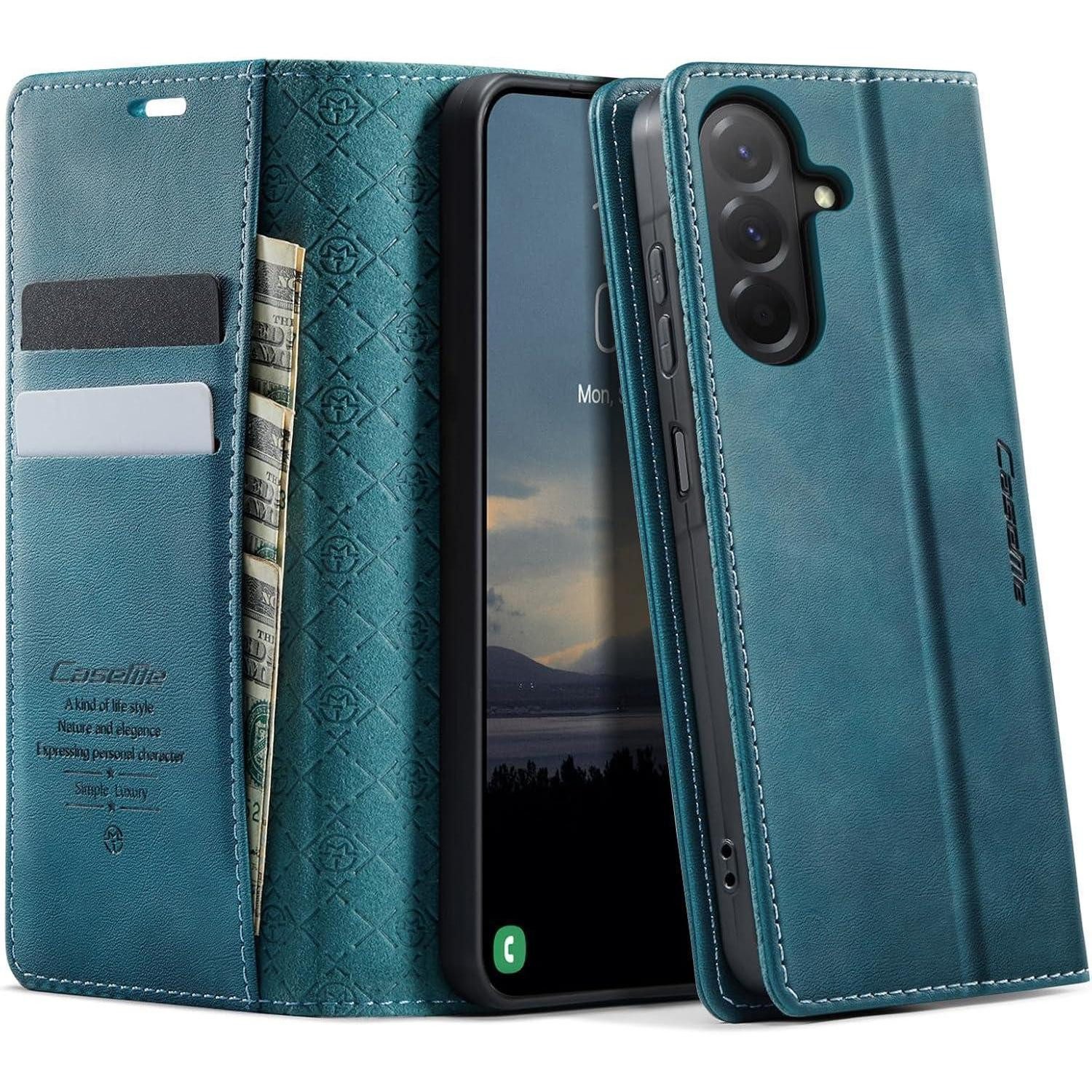 LuxusKollektion Flip Case Handyhülle Galaxy A17 5G für Galaxy A17 Luxury Blaugrün mit RFID