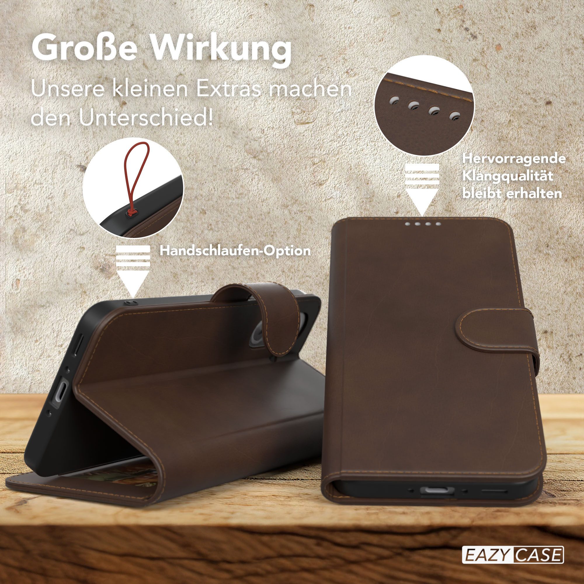 EAZY CASE Handyhülle Business Handytasche Samsung Galaxy A56 5G 6,7 Zoll, Tasche Klapphülle aus Kunstleder Book Cover mit Kartenfächer Braun