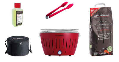 LotusGrill Holzkohlegrill LotusGrill Starter-Set Classic 1x Grill Feuerrot mit USB-Anschluß