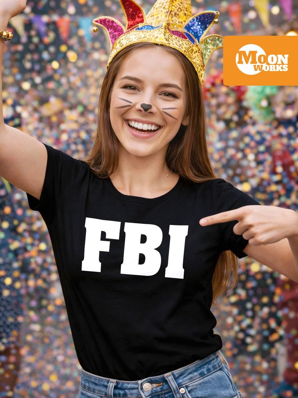 MoonWorks Print-Shirt Damen T-Shirt FBI Aufdruck Faschings-Shirt Kostüm Ver günstig online kaufen