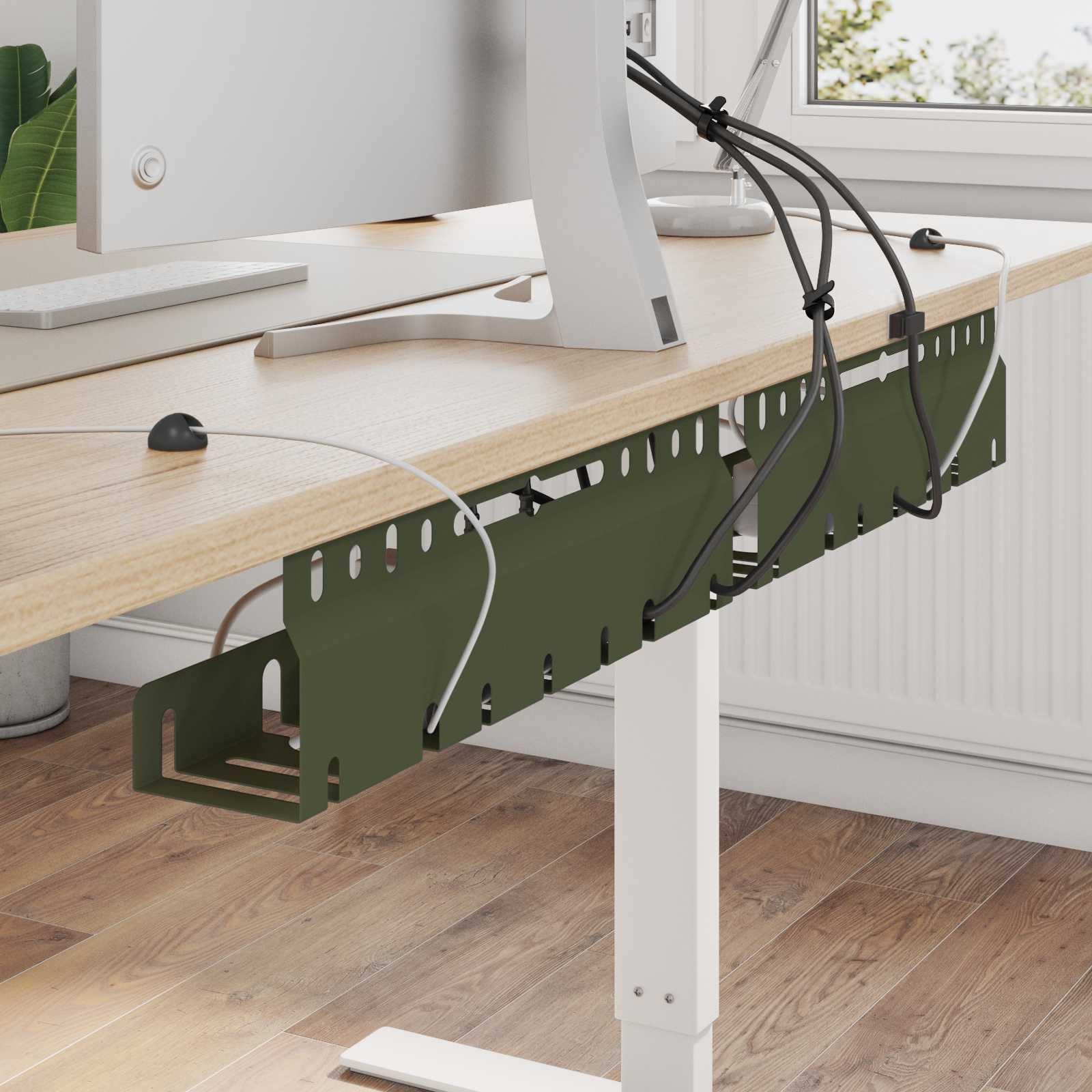 vidaXL Kabelzubehör Unter dem Schreibtisch Kabelmanagement Tray 2 Stk. Olivgrün, (2-tlg)