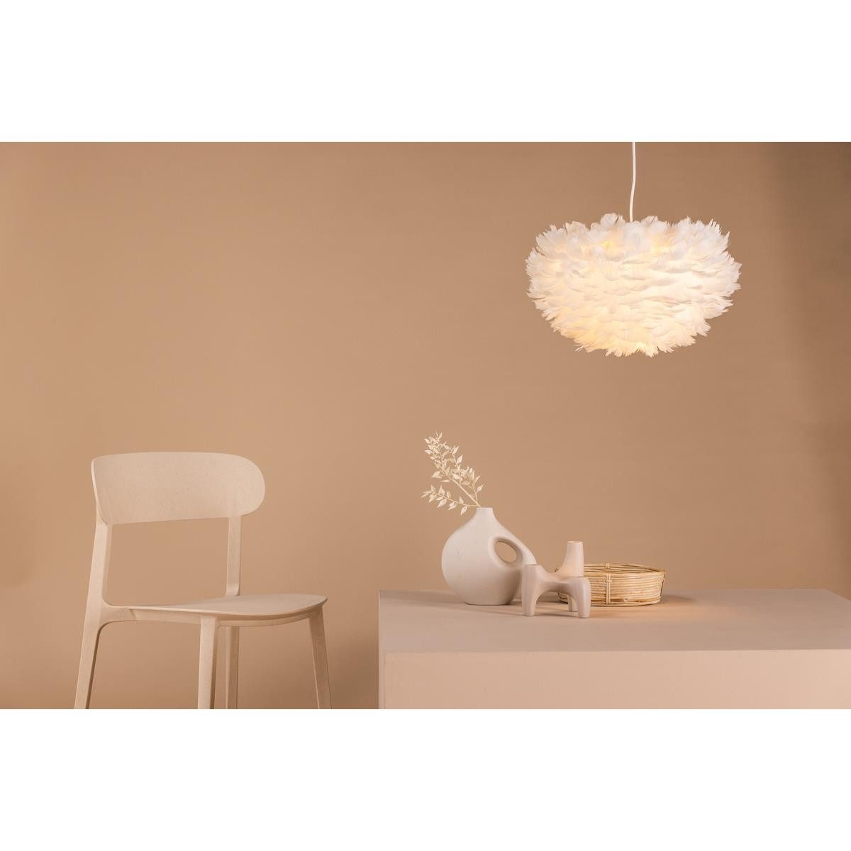 BOURGH Hängeleuchten Hängeleuchte NICOLA Federlampe - Pendelleuchte 50 x 50cm weiß, E27 Fassung, weiss