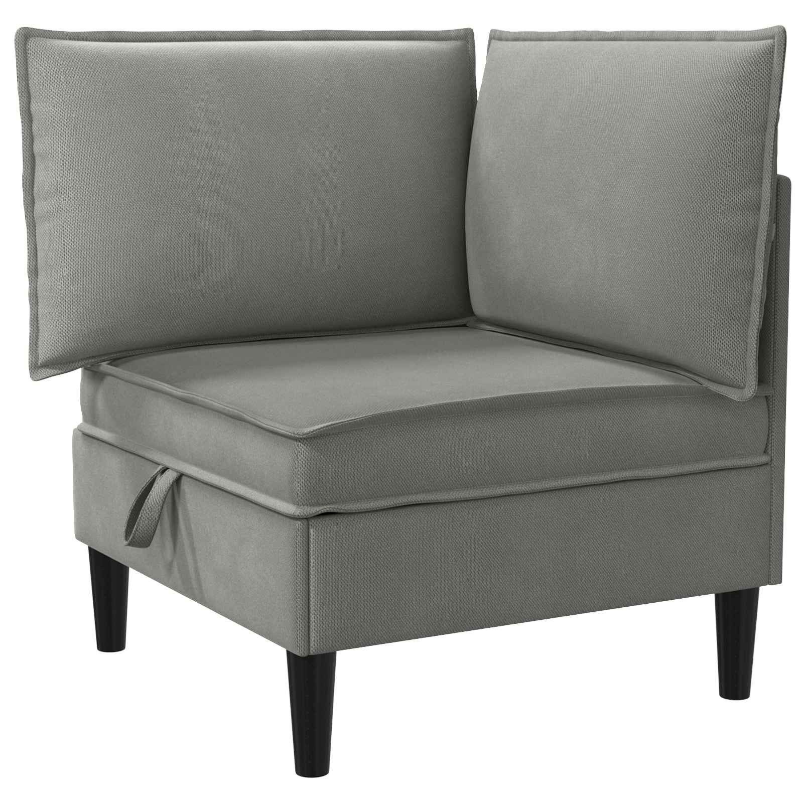vidaXL Sofa Ecksofa mit Stauraum Dunkelgrau Samt, 1 Teile
