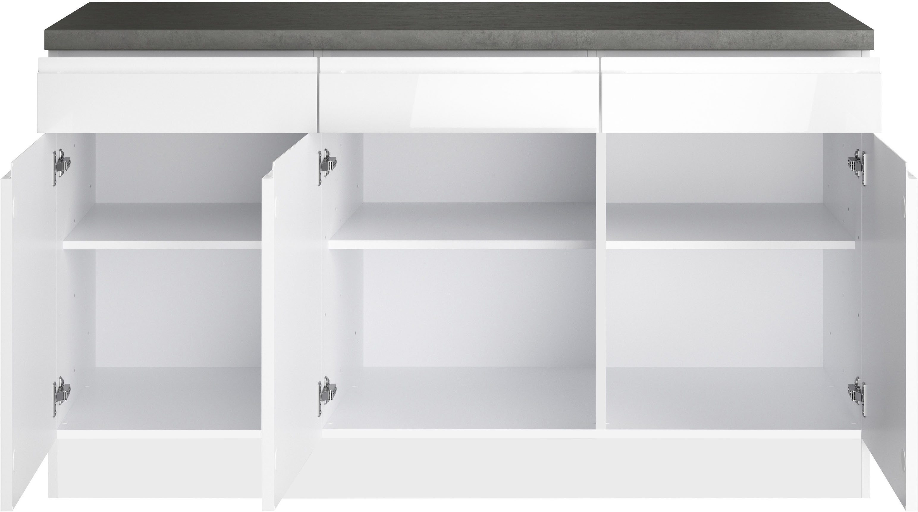 KOCHSTATION Unterschrank KS-Virginia,neu in verbesserter Ausführung (Stauraum, Softclose) Breite 150 cm, 3 Türen, Soft-Close-Funktion – Bild 4 von 5