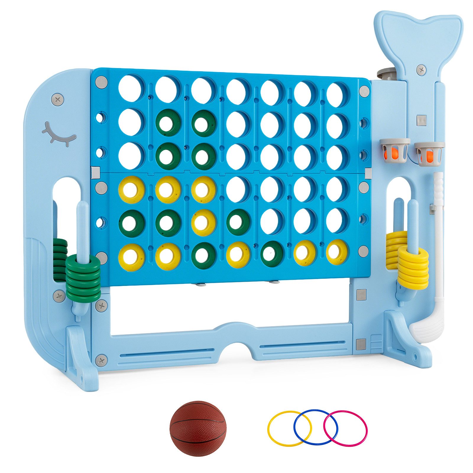 COSTWAY Spiel, riesiges 4 Gewinnt Spiel im Wal-Design, höhenverstellbar