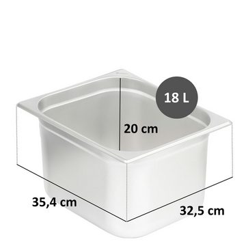 Mahlzeit Thermobehälter GN Behälter 2/3, Höhe 200 mm, Edelstahl Gastronomiebehälter, Edelstahl, für Chafing Dish
