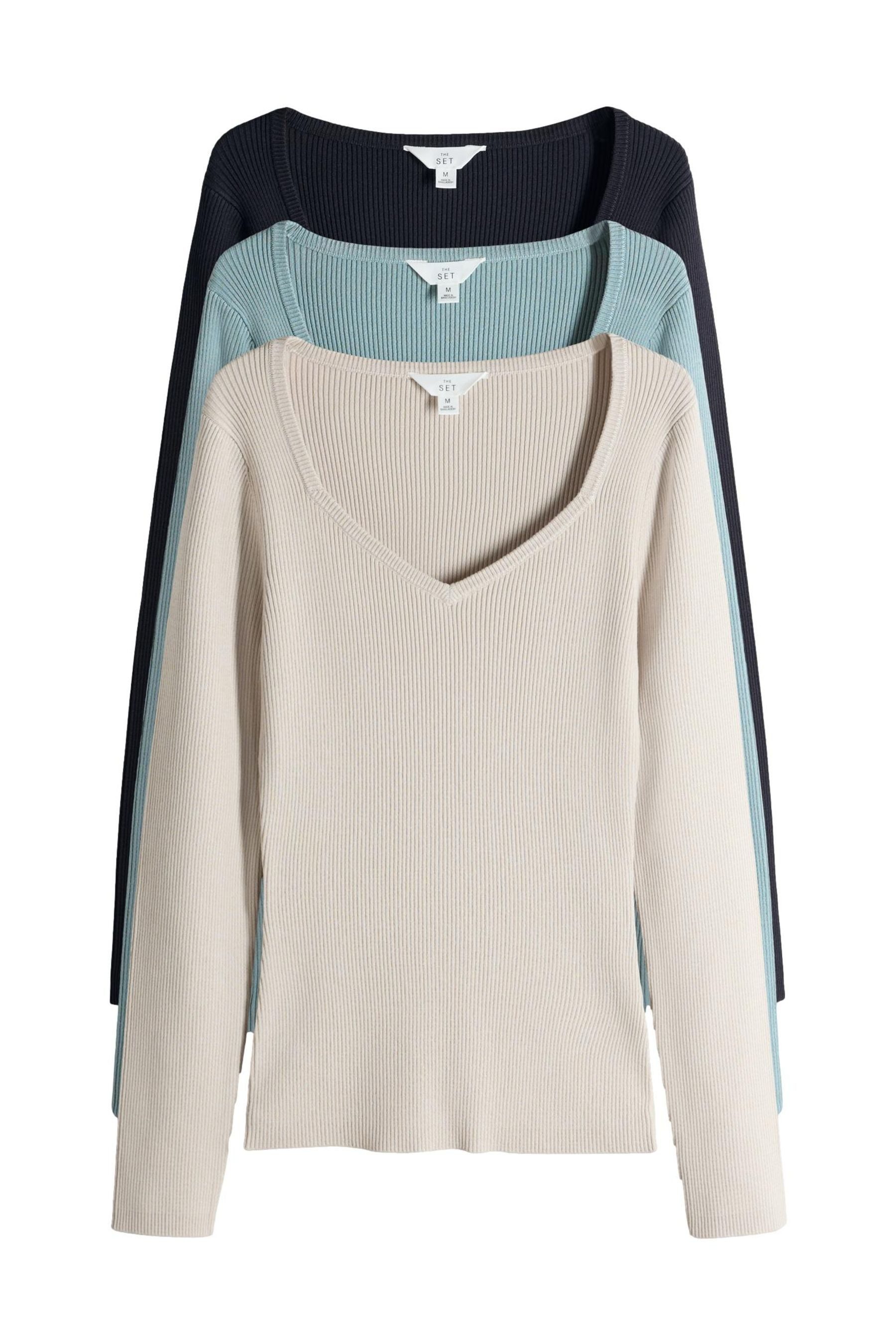 The Set Langarmshirt 3er-Set The Set Langärmelige Strickoberteile (3-tlg)