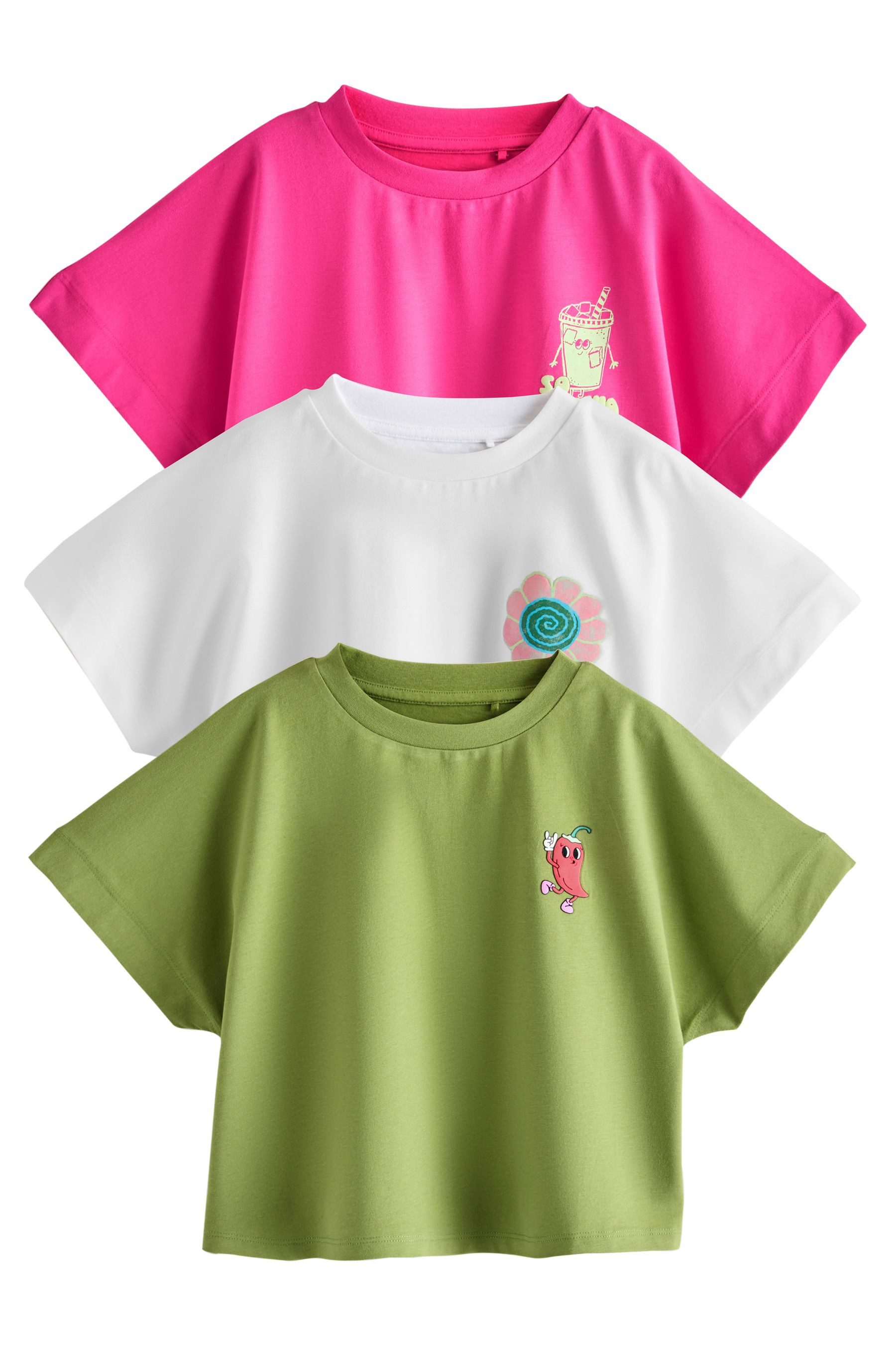 Next T-Shirt Kastige T-Shirts mit Grafik, 3er-Pack (3-tlg)