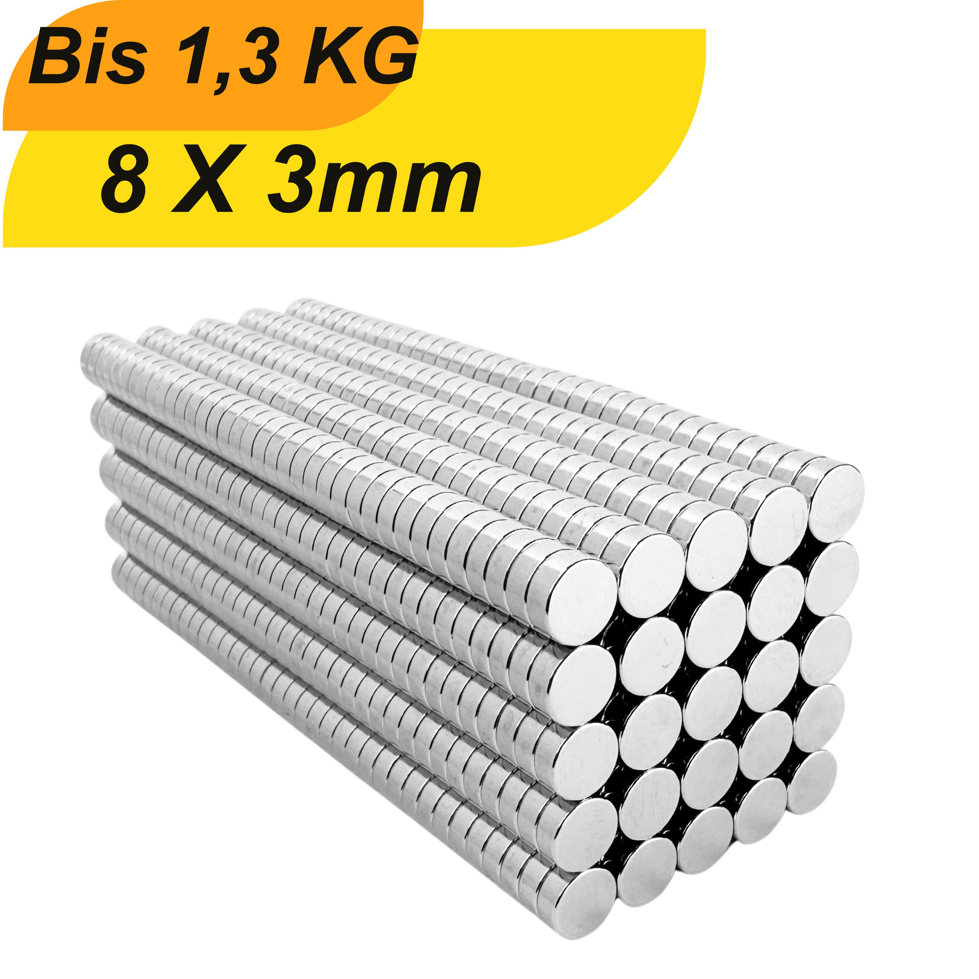 Magnet Neodym Magnet 8 x 3mm Supermagnete hohe Haftkraft Scheibenmagnet