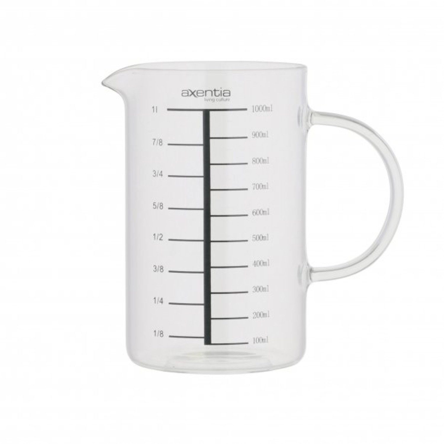axentia Messbecher, Borosilikatglas, (1-St), aus Borosilikatglas - 1000 ml, mit Messskala & Ausguss