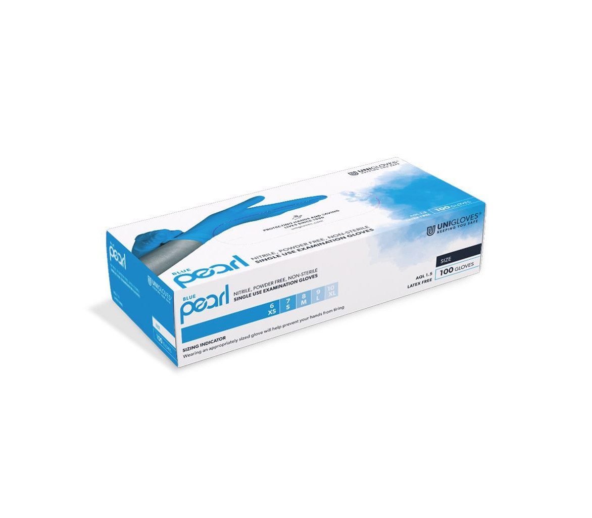 DocMed Nitril-Handschuhe Blue Pearl Nitril U.-Handschuhe Gr. XS/S/M/L/XL 100 Stk. (Einweghandschuhe, 100-St., Schutzhandschuhe) Universelle Passform, Puderfrei