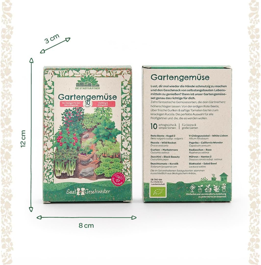 Thumbnail - Die Stadtgärtner Gemüsesamen Saatgut-Set Gemüsegarten mit 10 BIO-Sorten, Tolles Garten-Geschenk, Samenfest, Ohne Gentech...