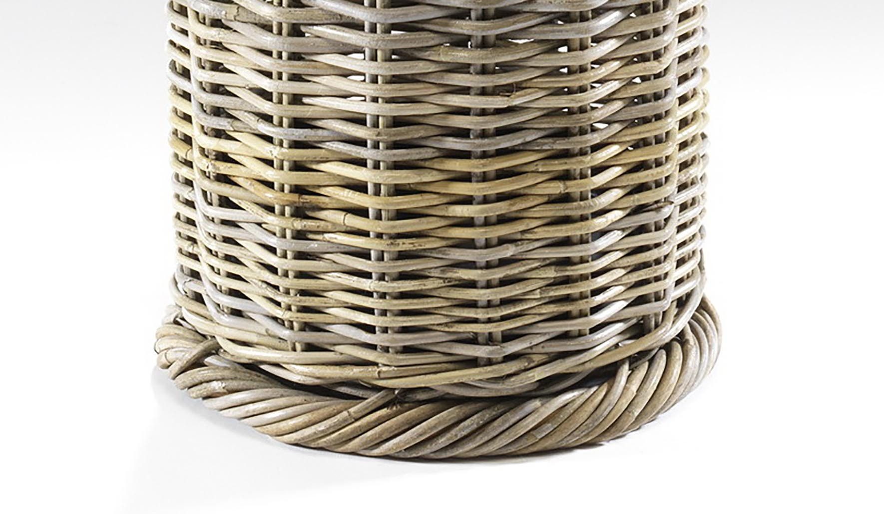 Kobolo Schirmständer Schirmhalter rund Rattan grau Handarbeit H: 56 cm – Bild 4 von 5