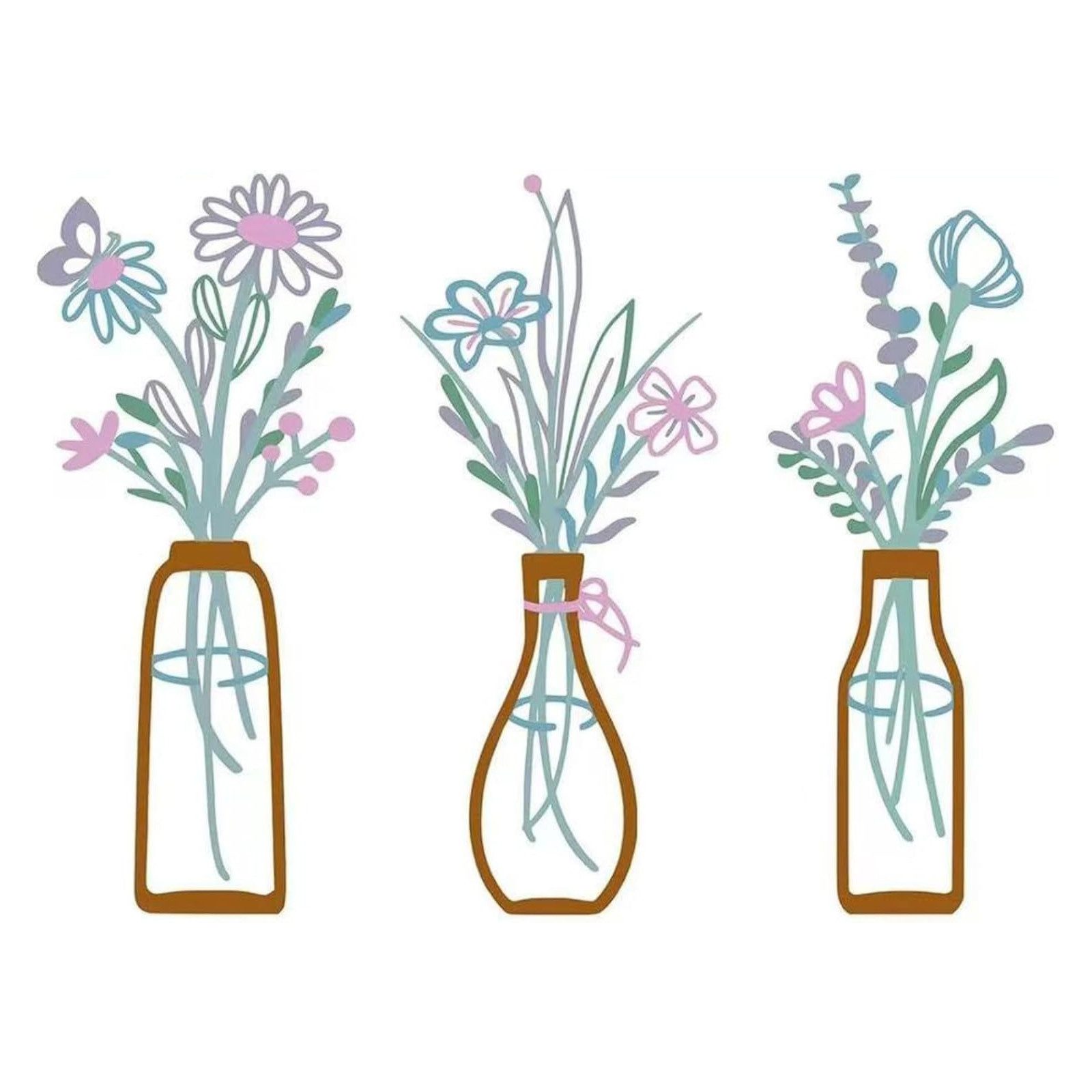 REDOM Wanddekoobjekt Metall-Wandkunst Set Wanddeko Blumen Esszimmer Wandbild Wanddeko (6 x 13,7 Zoll Metall-Vasenblumen Moderner künstlerischer Flair, 3 St., Metallblumen Wandbild Geschenk zur Haus­einweihung), Blumen-Silhouetten Boho Deko für Wohnzimmer Schlafzimmer Essbereich