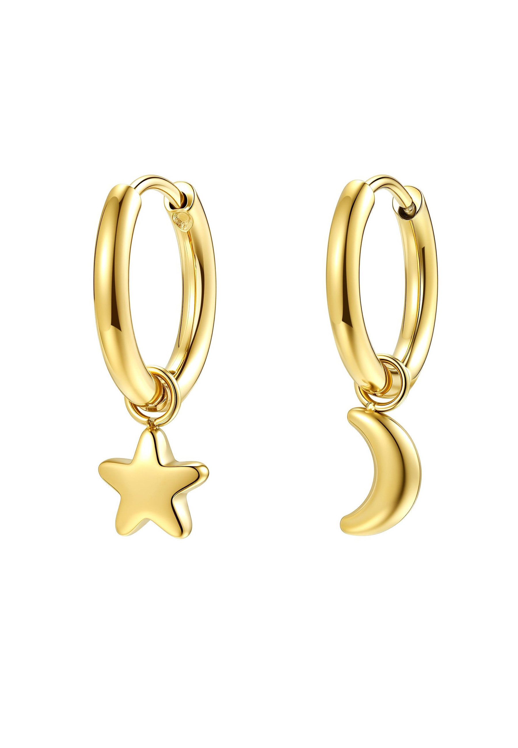 Paar Ohrhänger Celeste, Damen Creolen mit Anhänger Stern & Mond