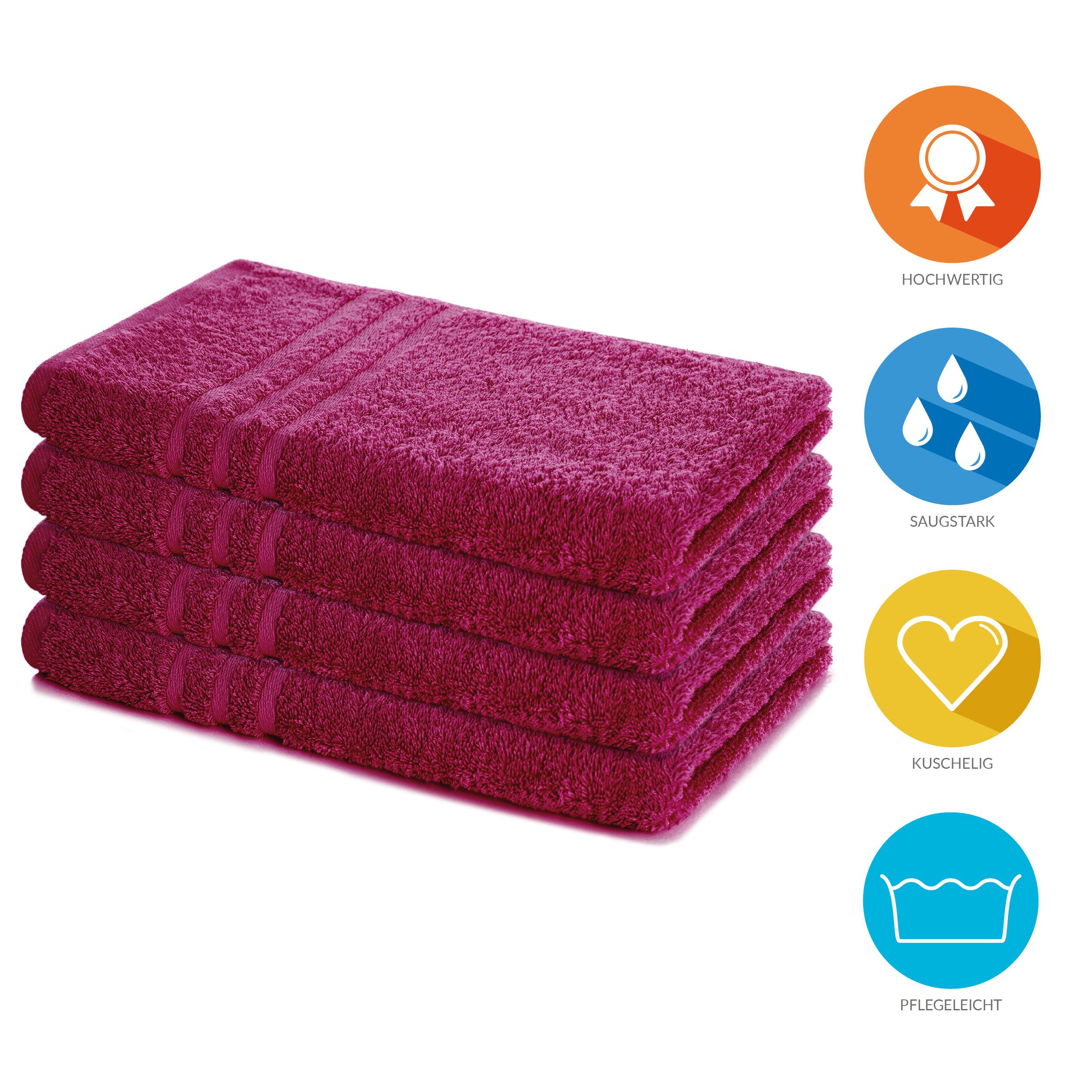 Lavea Handtuch Elena-Frottierserie 50x100 cm, 100% Baumwolle (4er Set), 500 g/m² Frottier, weich & saugstark, pflegeleicht