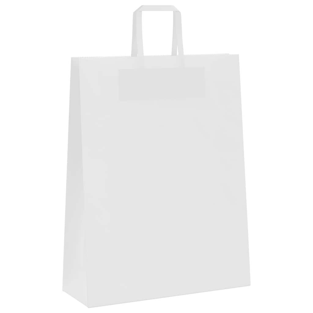 vidaXL Tragetasche, Papiertragetaschen 250 Stk. mit Henkeln Weiß 32x12x42 cm