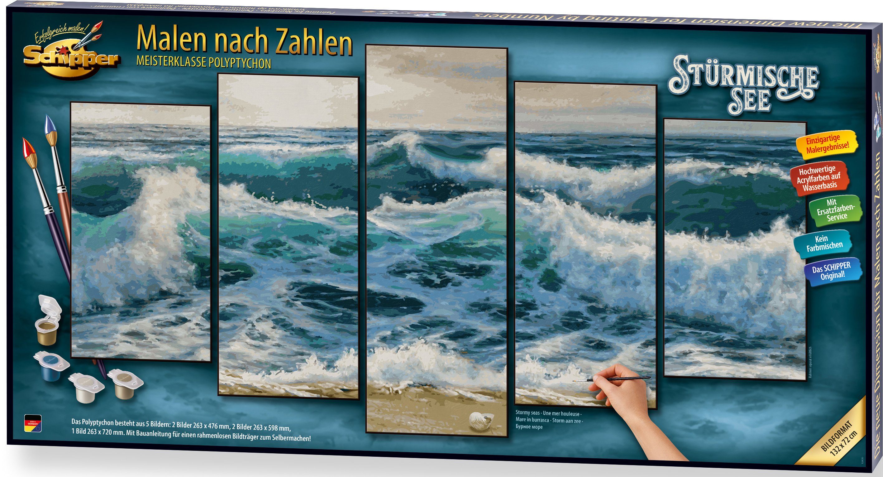 Schipper Malen nach Zahlen Meisterklasse Polyptychon - Stürmische See, Made in Germany