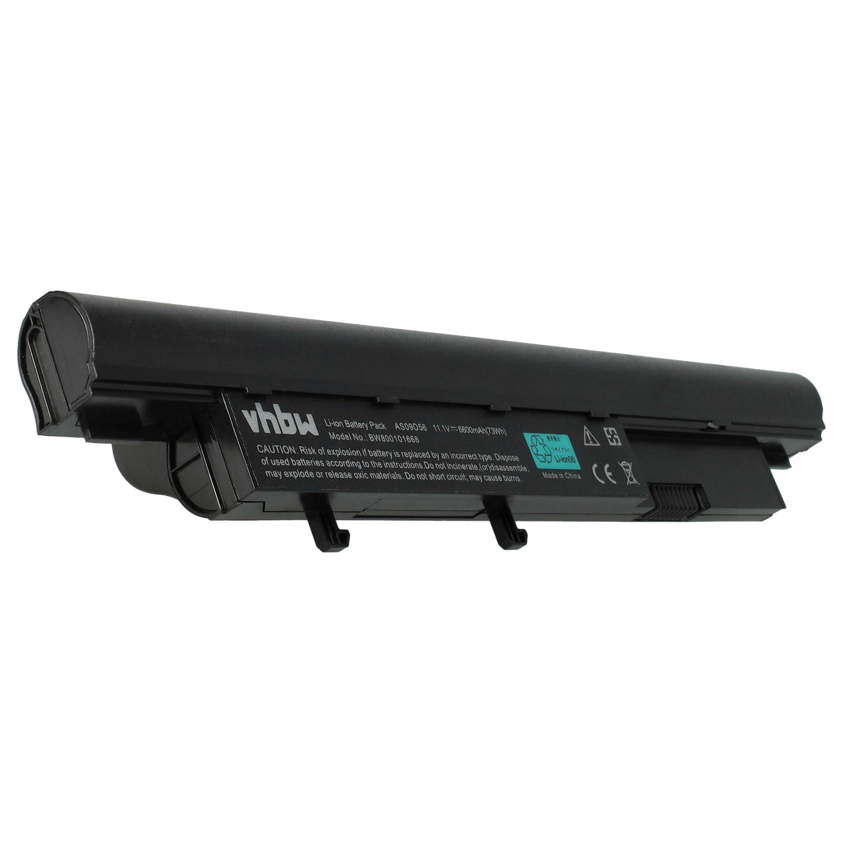 vhbw Akku Ersatz für Acer AS09D70, AS09D71, AS09F56, BT.00603.079, AS09F34, Laptop-Akku Akku Li-Ion 6600 mAh (11,1 V, 1 St), Leistungsfähiger Austausch-Akku für Notebook, Wiederaufladbar, Jede
