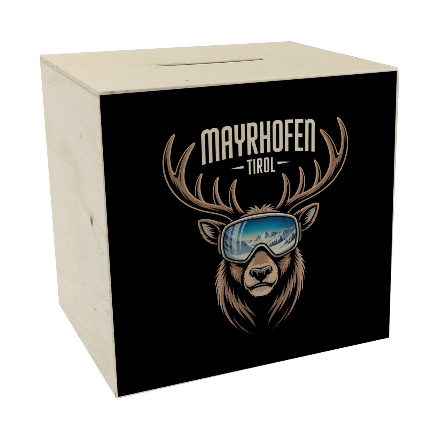 speecheese Spardose MAYRHOFEN Tirol Spardose aus Holz mit coolem Hirsch