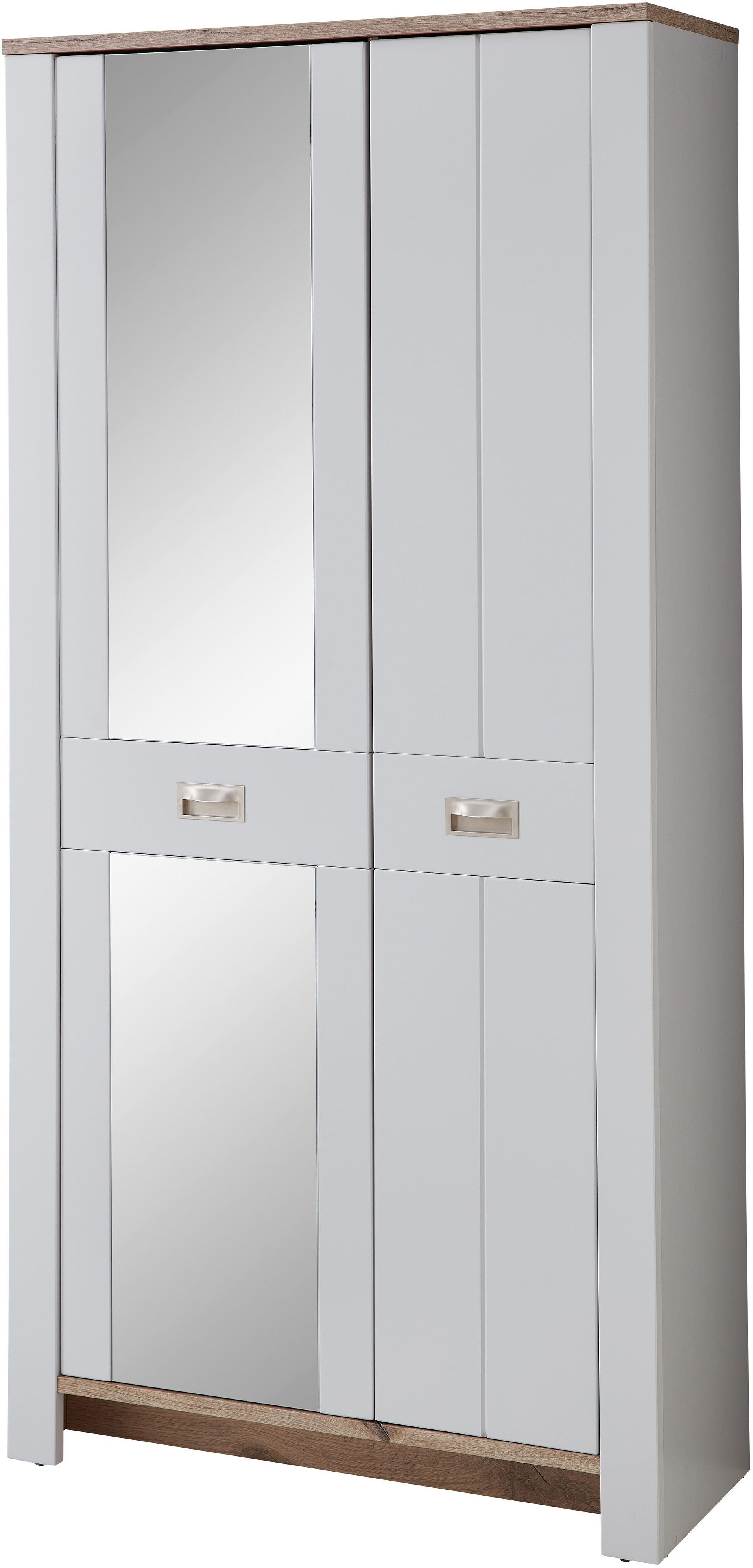 Innostyle Garderobenschrank DIJON (1-St) 2 türig, 9 Fächer, 5 Einlegeböden, Kleiderstange, Softclose