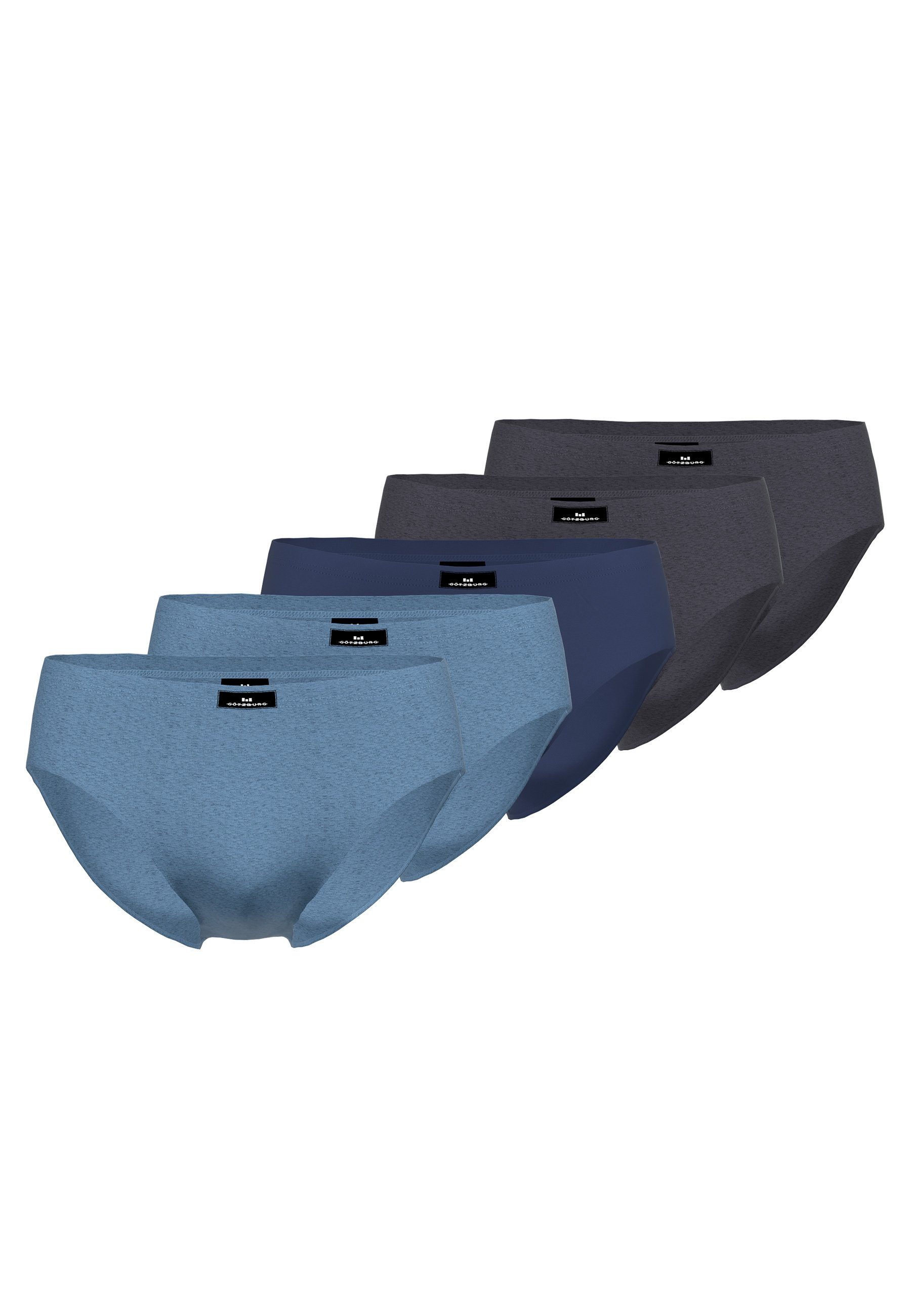 Slip GÖTZBURG Herren Sport-Slip blau uni 5er Pack