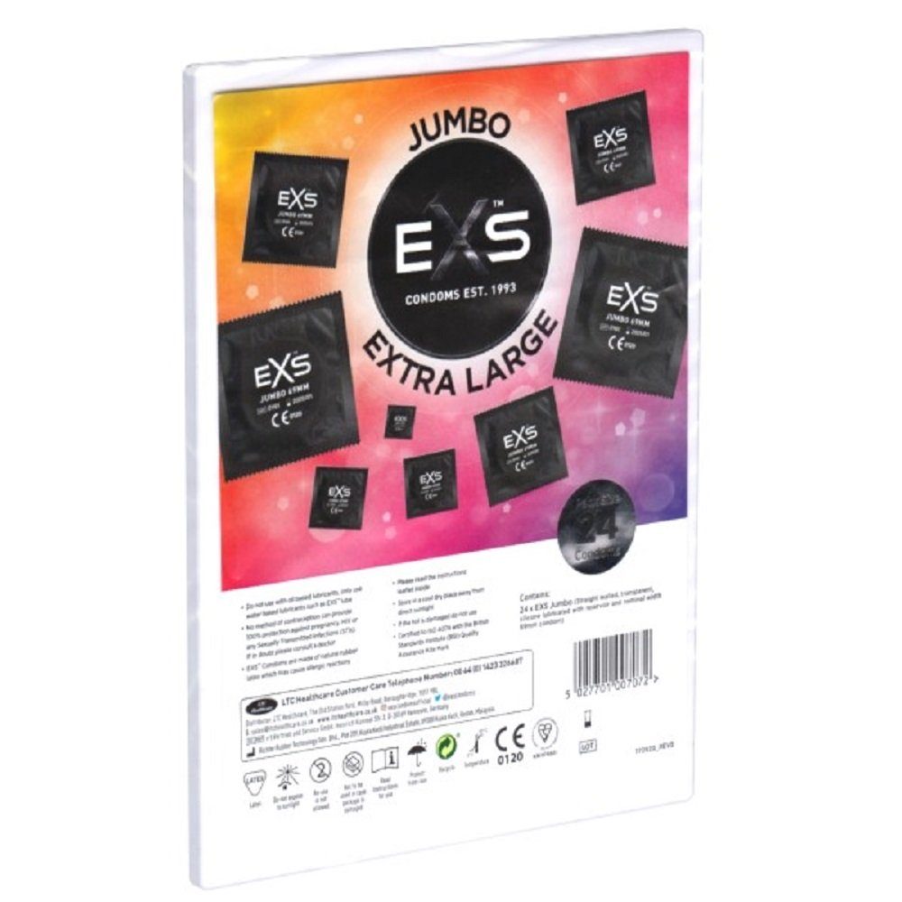 EXS XXL-Kondome Jumbo 69 - extrem breite Kondome für prall ausgestattete Männer Packung mit, 24 St., Kondome mit 69mm Breite