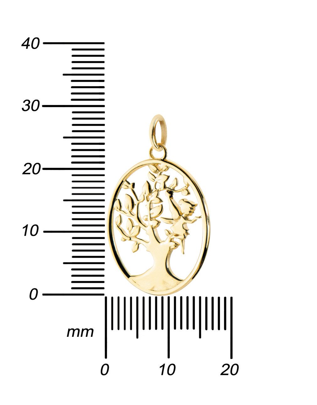 JEVELION Kette mit Anhänger 333 Gold Lebensbaum + Fee Kette Baum des Lebens - Made in Germany (Goldanhänger, für Damen und Mädchen), Mit Kette vergoldet- Länge  – Bild 3 von 5