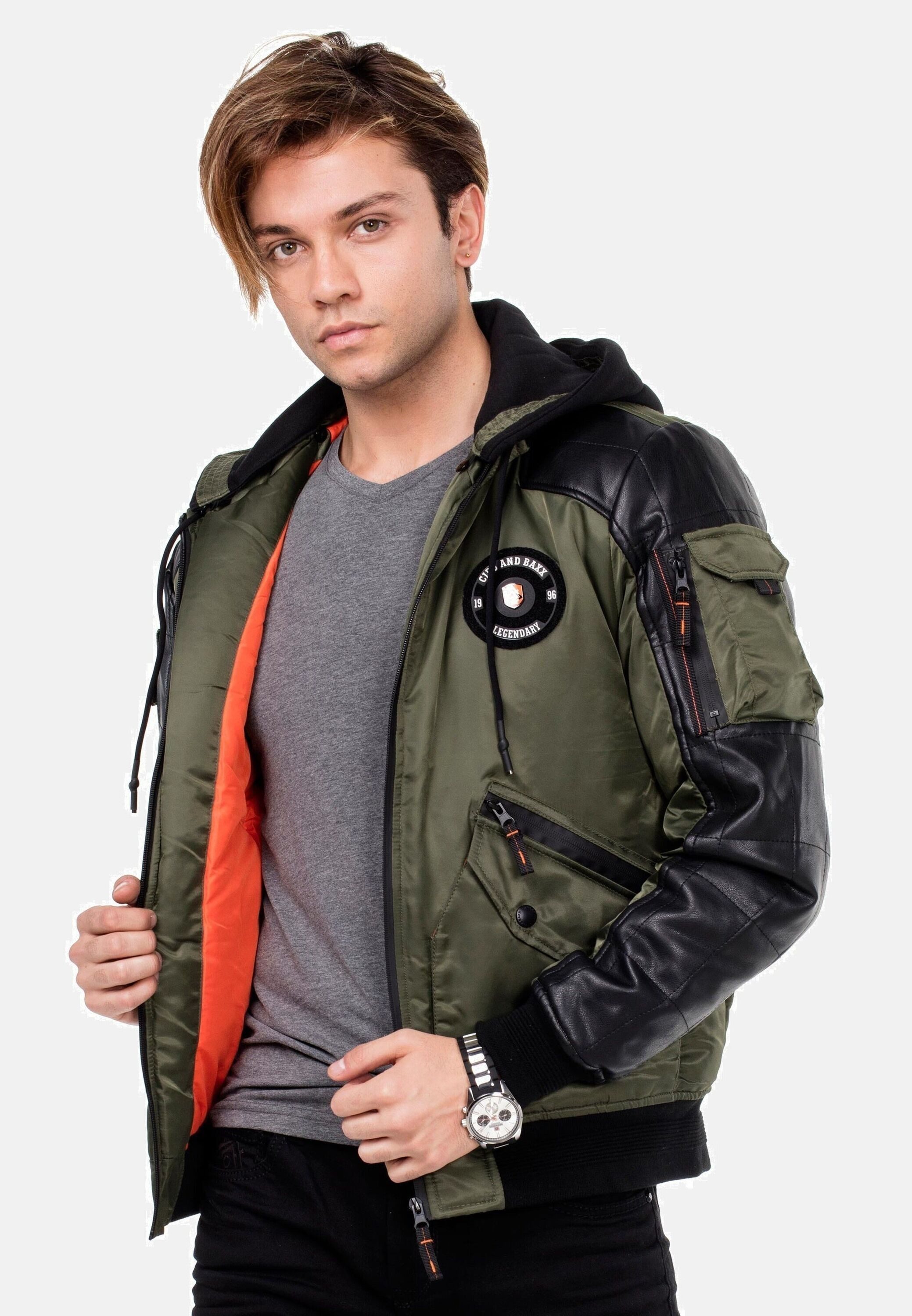 Cipo & Baxx Bomberjacke "Jacke", mit Kapuze, mit abnehmbarer Kapuze, CM-134 günstig online kaufen