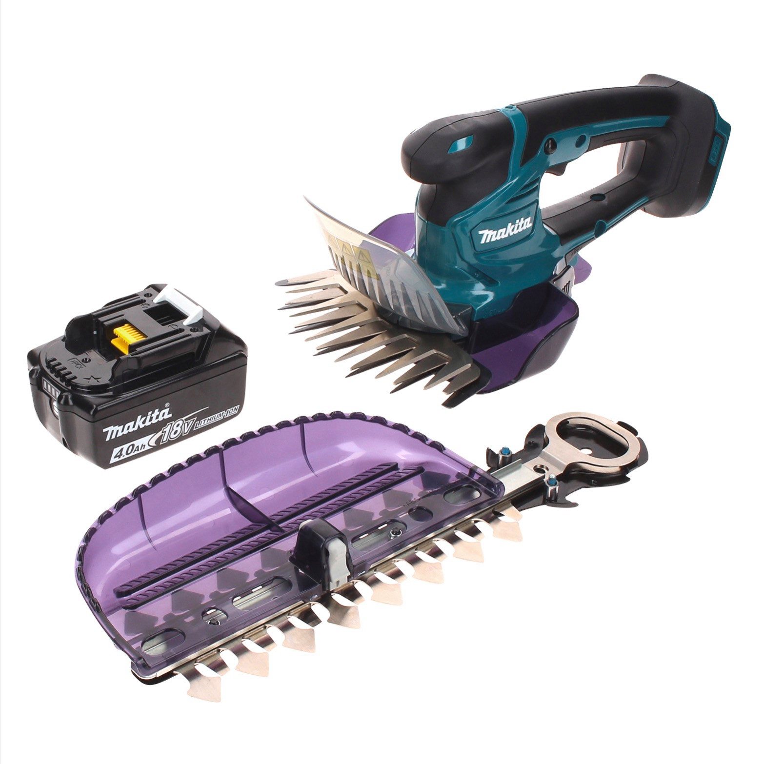 Makita Akku-Grasschere DUM 604 M1X Akku Grasschere 18 V mit Gras- und Strauchscherblatt + 1x