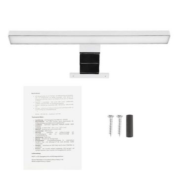 LETGOSPT Spiegelleuchte LED Spiegelleuchte 60CM/30CM, Bad IP44 6000K 230V 8W/5W 600lm/350lm, LED fest integriert, Tageslichtweiß, Aufbauleuchte + Klemmleuchte, Schminklicht