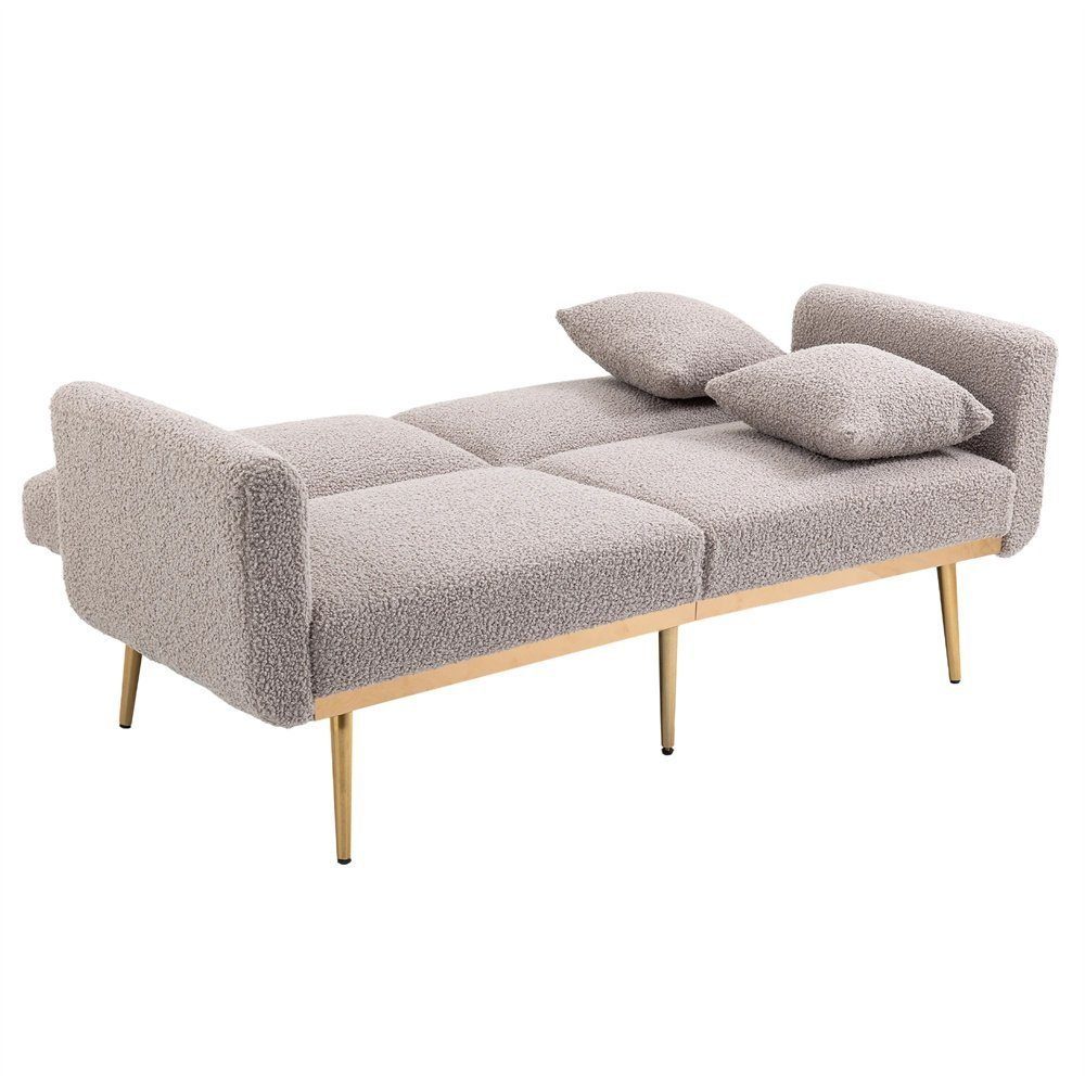 DOTMALL Klappbett Metallfüßen Samt-Lounge-Sofa,umwandelbares Schlafsofa grau mit