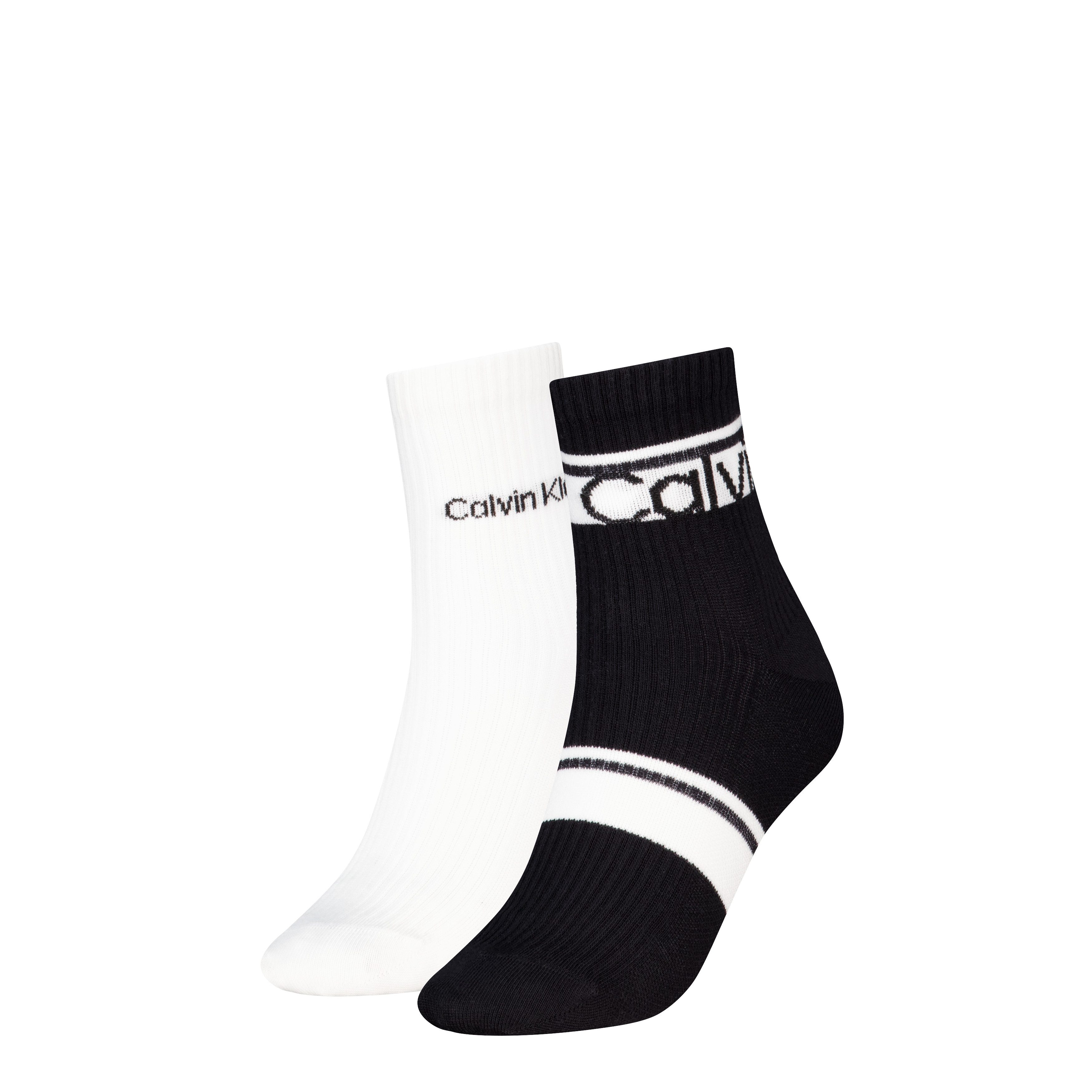 Calvin Klein Socken CK WOMEN SHORT SOCK 2P LOGO STRIPE (2 Paar)